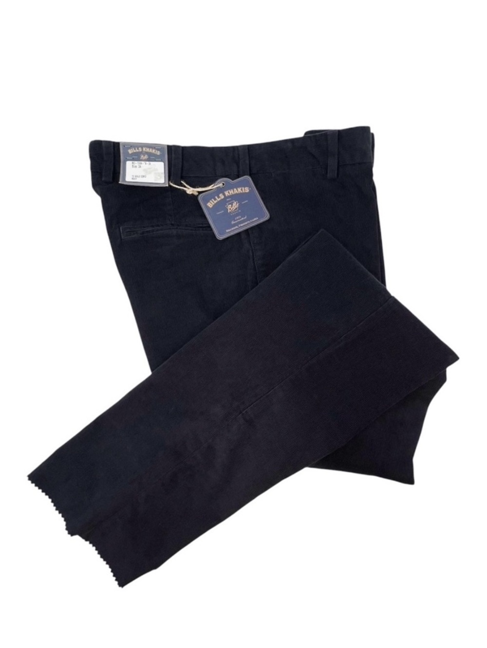 Bills Khakis Navy Blue Corduroy Pants Classic Fit 37 Waist Unhemmed New NWT